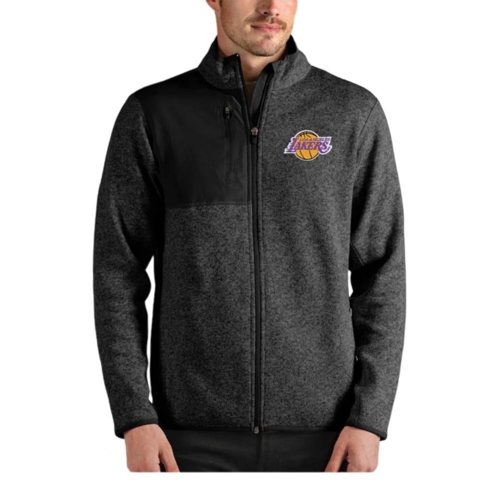 Antigua Los Angeles Lakers Fortune Full Zip Jacket Heather Black NWT Size L